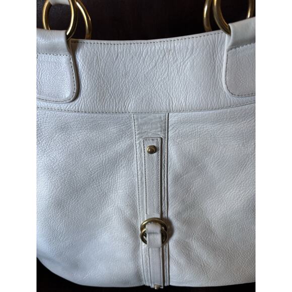 Rachel Nasvik Tote Leather White Purse Tabitha Bag Gold Hardware - Picture 2 of 9